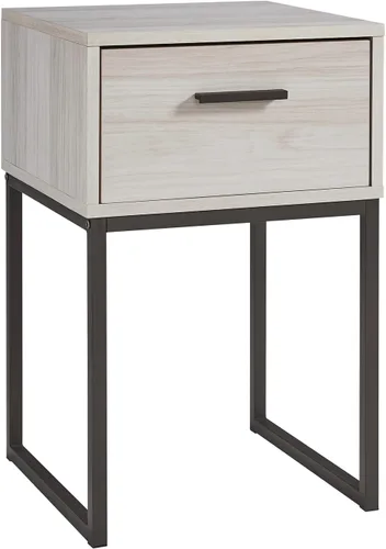 Vista 10 de Signature Design by Ashley Socalle - Mesita de noche moderna con 1 cajón con patas de metal, 26.02 pulgadas de alto, color negro
