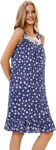 Vista 3 de IZZY + TOBY Camisones de algodón ligero para mujer, camisón de algodón sin mangas, camisón de media pantorrilla para mujer