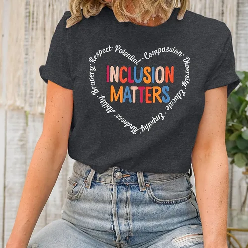 Vista 4 de Inclusion Matters - Camiseta para mujer con temática de salud mental y educación especial, camiseta para profesores, linda camiseta de terapeuta