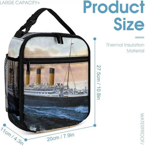 Vista 2 de Retro Titanic Famous Old Historic - Bolsa de almuerzo reutilizable con aislamiento térmico para hombres y mujeres