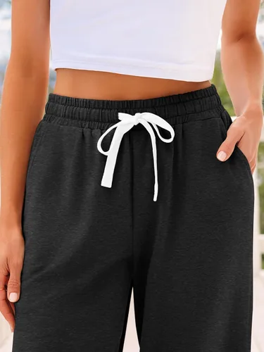 Vista 5 de AUTOMET Pantalones deportivos de cintura alta para mujer con bolsillos Negro