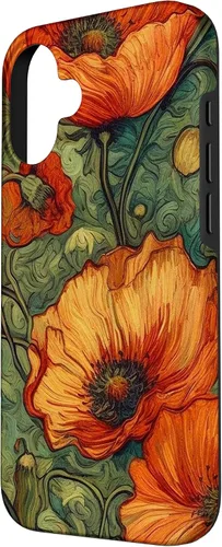 Vista 2 de iPhone 16 Floral Van Gogh Style Poppy Flower Case