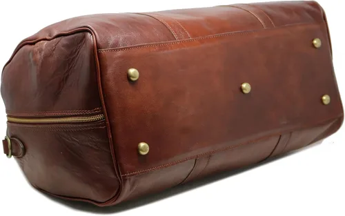 Vista 7 de Cenzo Duffle Vecchio - Bolsa de viaje de cuero italiano marrón, Vecchio marrón