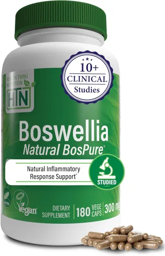 Vista 8 de Health Thru Nutrition Boswellia 300 mg 60 cápsulas como Bospure AKBAMAX Alta potencia 75% ácidos boswélicos 10% AKBA Apoyo de movilidad