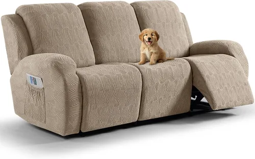 Vista 32 de VANSOFY Fundas para sillas reclinables, 4 piezas, elásticas, de tela jacquard, suave funda para silla reclinable, protector de muebles con parte