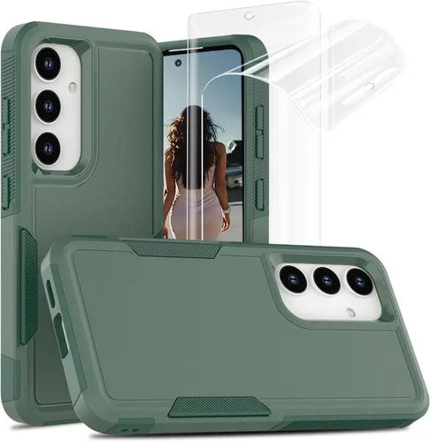 Vista 81 de Jeylly Funda para Samsung Galaxy S10 Plus S10+, ajuste delgado, doble capa, resistente, absorción de golpes, TPU con carcasa trasera de Negro