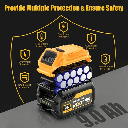 Vista 11 de Bonacell Paquete de 2 baterías de repuesto de 9.0Ah para Dewalt 20/60V Max Flexvolt compatible con Dewalt 20/60 voltios batería DCB112 DCB609 DCB606