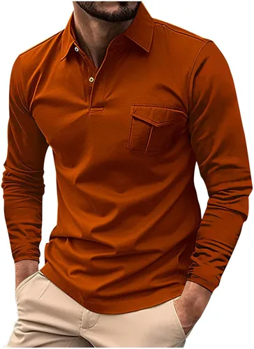 Vista 15 de Mens Long Sleeve Polo Shirts Casual Loose Button Down Shirt Big and Tall Gym Workout Tee Top Lightweight Pullover