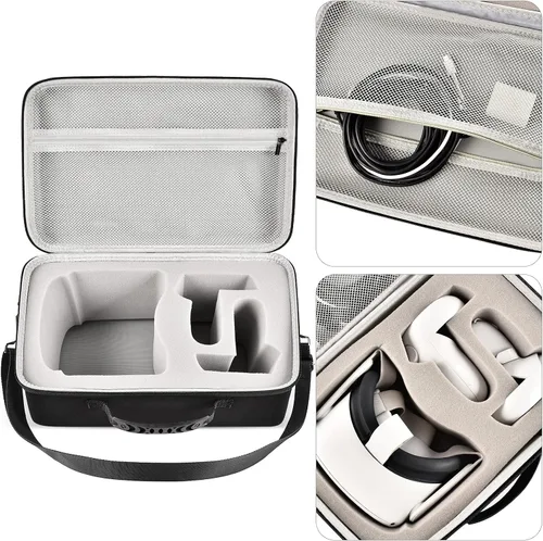 Vista 4 de Hard Carrying Case for Meta for Oculus Quest 2 All-in-One VR Gaming Headset and Touch Controllers Portable Travel Cover Storage Bag with Silicone