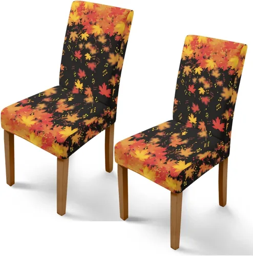 Vista 31 de Rnyleeg Juego de 1 fundas para sillas de comedor de otoño, diseño de hojas, para sala de estar, sin brazos, funda elástica para silla de cóctel