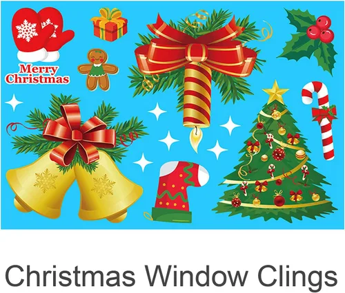 Vista 10 de Decoraciones de Navidad para ventana, 160 calcomanías de copo de nieve de Navidad para ventana, calcomanías de copo de nieve de Navidad