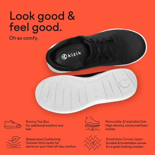 Vista 3 de Kizik Madrid - Zapatos deportivos cómodos y transpirables de punto ecológico, fáciles de poner, zapatos para caminar para hombres, mujeres