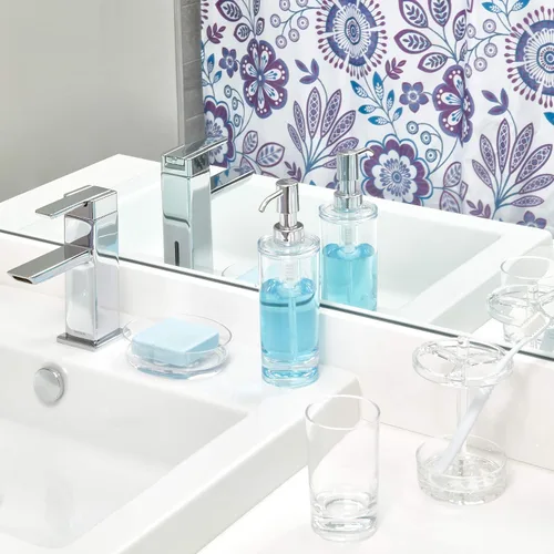 Vista 6 de InterDesign Eva, soporte para cepillos de dientes para encimeras tocador de baño - Transparente