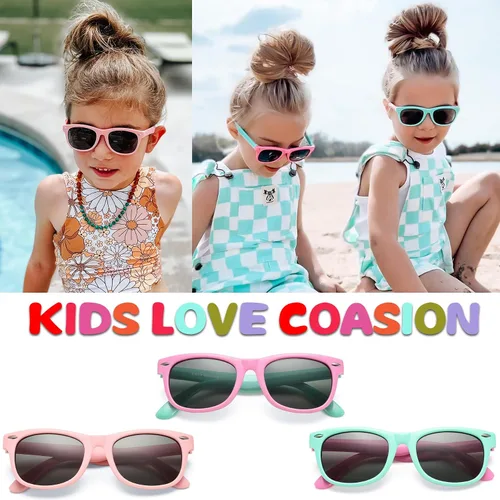 Vista 74 de Lentes de sol polarizados de goma elastómero termoplástico (TPEE) flexible, para niñas y niños de 3 a 9 años