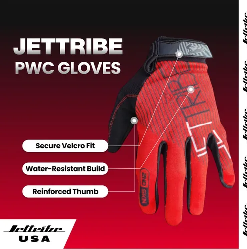 Vista 3 de Jettribe Jet Ski PWC Guantes Serie GP-30 Guantes transpirables de dedo completo para hombres, mujeres y jóvenes Agarre mejorado y comodidad