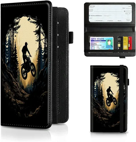 Vista 136 de Funda para chequera para hombres y mujeres, cartera de cuero RFID con ranuras para tarjetas de crédito, soporte de cheques duplicados personales