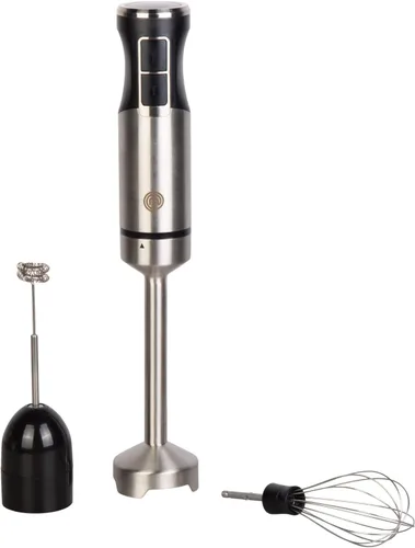 Vista 2 de MasterChef Paquete de licuadora de inmersión + tablas de cortar Emulsionante manual de acero inoxidable con accesorios + tabla de cortar de bambú