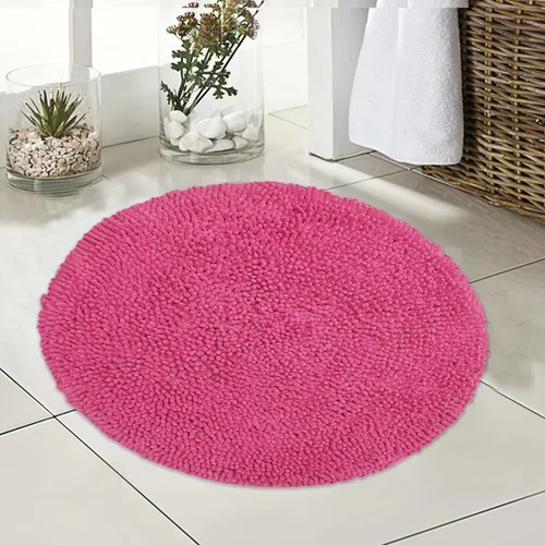 Vista 9 de Chardin home Alfombra de baño redonda rosa intenso, alfombra de baño bohemia de 2 pies, también perfecta para habitaciones de niños, guarderías