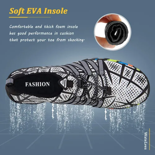 Vista 4 de WateLves Water Shoes Mens Womens Beach Swim Shoes Quick-Dry Aqua Socks Pool Shoes for Surf Yoga Water Aerobics