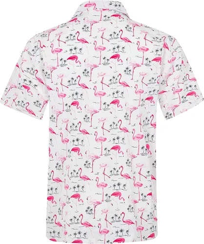 Vista 2 de ZHPUAT Camisa hawaiana funky para hombre, manga corta, con botones, estampado tropical, playa, fiesta, vacaciones