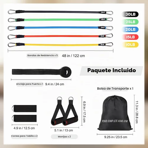 Vista 7 de Resistance Bands Set, Himaly Exercise Bands Strength Training Fitness Bands Workout Elastic Bands with Legs Ankle Straps, Door Anchor, Handles &