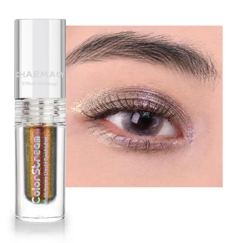 Vista 18 de CHARMACY Sombra de ojos líquida duocroma, aspecto metálico, juego de sombras de ojos con purpurina de larga duración, pigmentos metálicos, secado