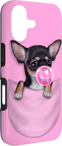 Vista 3 de Black Chihuahua Dog in Pocket with Bubble Gum Case for iPhone 17