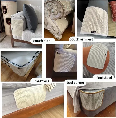Vista 7 de 2 Alfombrillas Raspadoras para Gatos Protector de Sofá de Sisal Natural Alfombrilla Rascadora para Gatos Funda de Esquina para Sofá Cama Protector