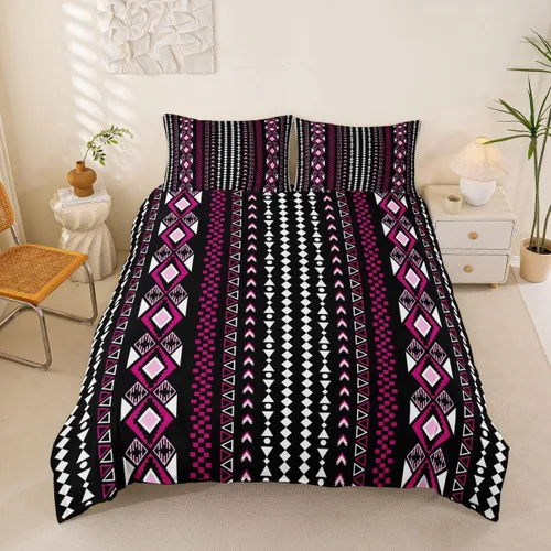 Vista 17 de Erosebridal Bohemian Duvet Cover Twin Country Southwestern Comforter Cover for Kids Teens Boho Aztec Arrows Diamond Bedding Set Black Gray Geometric