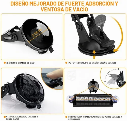 Vista 2 de [Usado] Xprite - Barra de luz estroboscópica verde de emergencia para tablero, carcasa de aluminio con 20 patrones de flash y ventosas, función