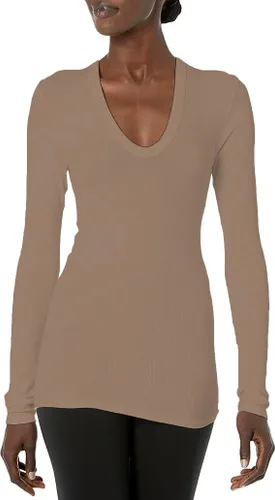 Vista 14 de Enza Costa Top de manga larga con cuello en U para mujer Negro