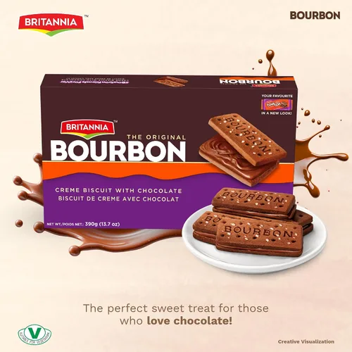 Vista 4 de Galletas de crema Britannia el Original Bourbon sabor chocolate 13,7 onzas.