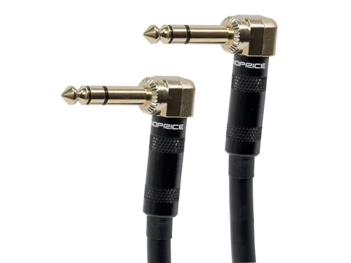 Vista 3 de Monoprice Cable de la serie Premier de 1/4 de pulgada (TRS) en ángulo recto macho a macho en ángulo recto 16 AWG - 3 pies - negro (chapado en oro)