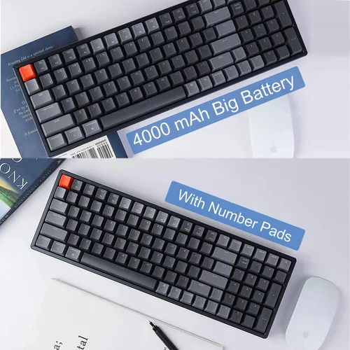 Vista 8 de Keychron Teclado mecánico inalámbrico Bluetooth K4 RGB LED retroiluminado, compacto intercambiable en caliente, 100 teclas, teclado USB con cable