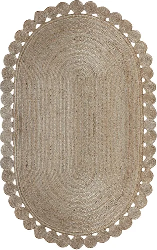 Vista 3 de Cape Cod - Alfombra trenzada de fibra de yute natural, alfombras indias kilim – Tapete pequeño de 3 x 2 pies tejido a mano de tejido plano para uso