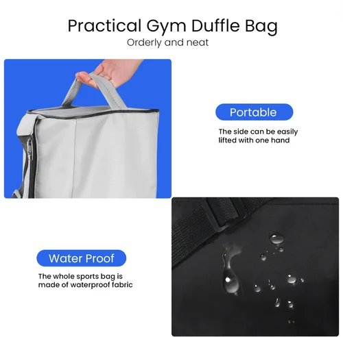 Vista 6 de C&F BOGMOST Pequeña bolsa de gimnasio para mujeres y hombres, pequeña bolsa de lona ligera, bolsa de viaje, bolsa de deporte impermeable