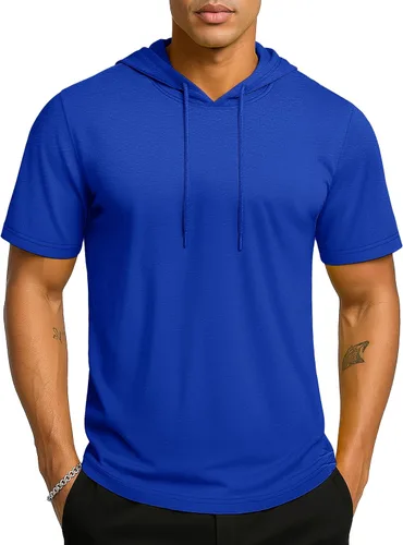 Vista 14 de TACVASEN Short Sleeve Hoodies for Men Cotton Hoodies Summer Sweatshirt Lightweight Breathable Workout Shirts Pullover Verde militar