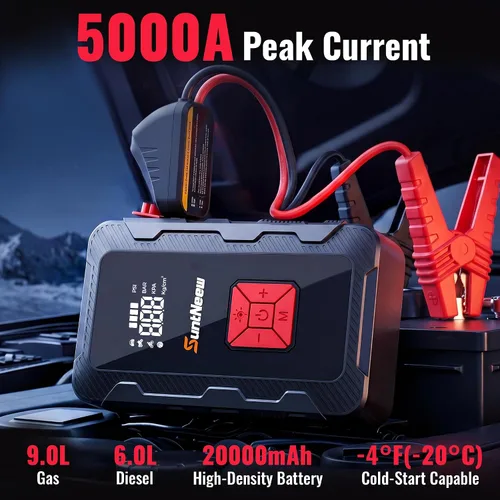 Vista 3 de Arrancador de salto 5000A 20000mAh con compresor de aire 160PSI