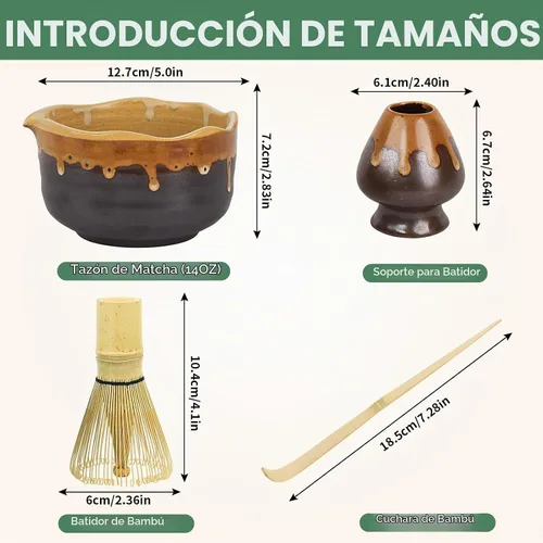Vista 5 de Pottery Matcha Set - Tazón de té hecho a mano japonés, arena café Café Arena