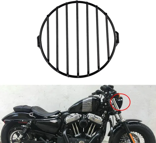 Vista 10 de TUINCYN Rejilla para faros delanteros de motocicleta de 6 1/2 pulgadas, retro, montaje lateral, cubierta de la lámpara de la cabeza, máscara