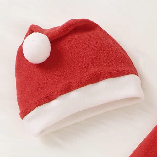 Vista 6 de Aalizzwell Conjunto de ropa de Navidad para bebés, niños y niñas, mameluco de Papá Noel de forro polar