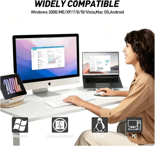 Vista 5 de Diyeeni Teclado compacto plegable, teclado Bluetooth ergonómico portátil, teclados inalámbricos de viaje de tamaño bolsillo para iOS, Android