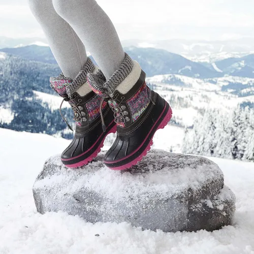 Vista 5 de DREAM PAIRS Botas de nieve, impermeables, con aislamiento, de invierno, para niño y niña