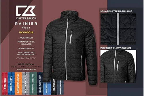 Vista 6 de Cutter & Buck Chaqueta impermeable Primaloft para hombre resistente a la intemperie