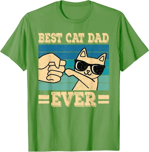 Vista 25 de Best Cat Dad Ever Vintage Funny Cat Lover Retro Men T-Shirt Asphalt Grey