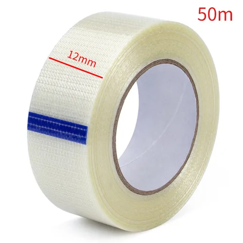 Vista 3 de Cinta de filamento de fibra Cinta transparente 12mmx50m Cinta reforzada Cinta de embalaje Cinta Rejilla