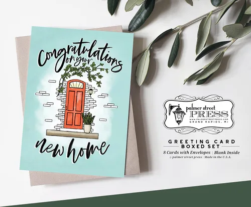 Vista 3 de Palmer Street Press Tarjeta para el hogar – Tarjetas de inauguración de la casa – Felicitaciones por tu nuevo hogar – Nueva tarjeta de felicitación