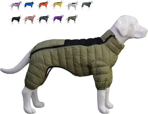 Vista 11 de Suéter para Perro ArmyGreen, Resistente al Viento, Reflectante - Chaqueta de Invierno Dirigible para S, M, L - Cremallera, Tallas Ajustables