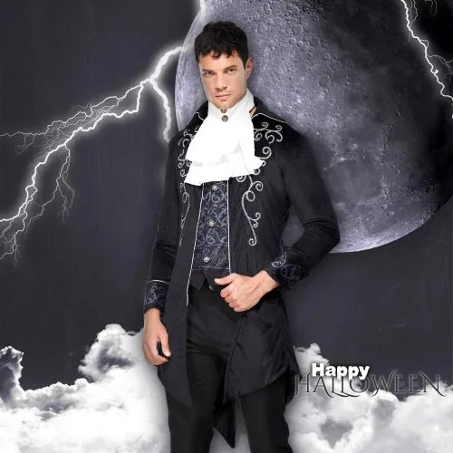 Vista 5 de Chaqueta gótica steampunk vintage para hombre, abrigo victoriano, uniforme de Halloween