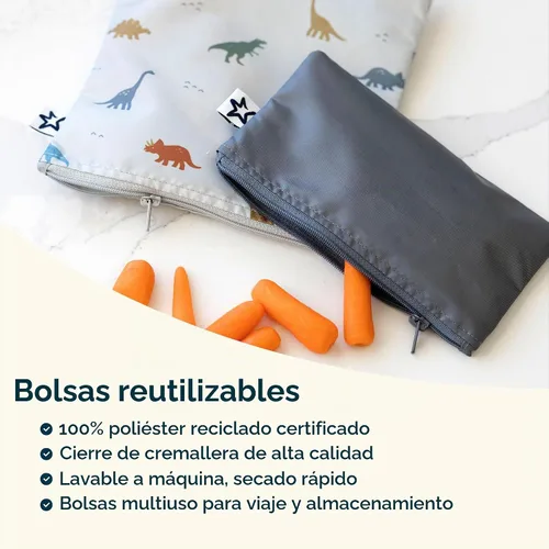 Vista 7 de Tiny Twinkle Bolsas reutilizables para bocadillos para niños – paquete de 3 bolsas para aperitivos y bolsa para sándwich para niños pequeños